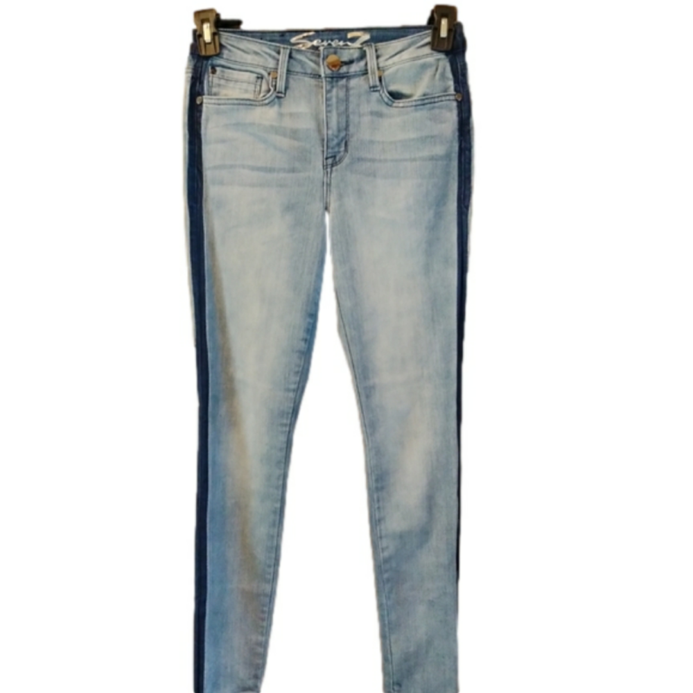 Seven 7 Mid Rise Skinny Jeans Exclusive Of Decoration Sz. 4 Est. 1964 Sharp!